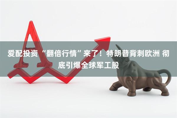 爱配投资 “翻倍行情”来了！特朗普背刺欧洲 彻底引爆全球军工股