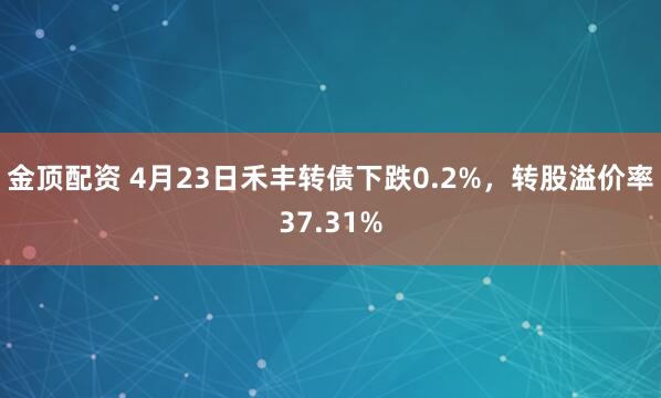 金顶配资 4月23日禾丰转债下跌0.2%，转股溢价率37.31%