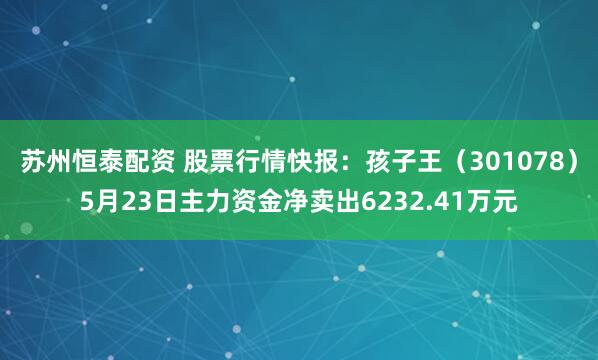 苏州恒泰配资 股票行情快报：孩子王（301078）5月23日主力资金净卖出6232.41万元